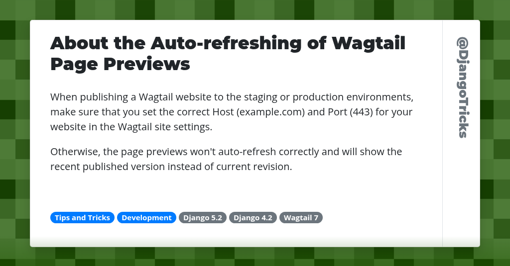About the Auto-refreshing of Wagtail Page Previews