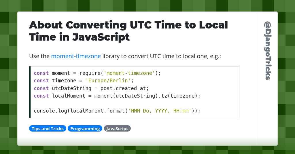 About Converting UTC Time to Local Time in JavaScript