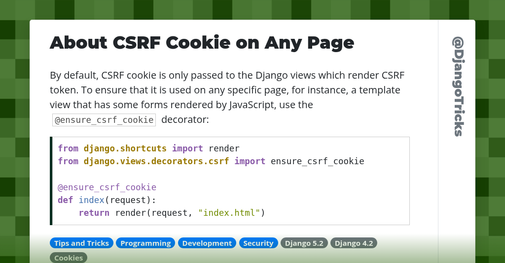 About CSRF Cookie on Any Page