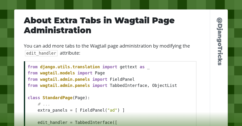 About Extra Tabs in Wagtail Page Administration