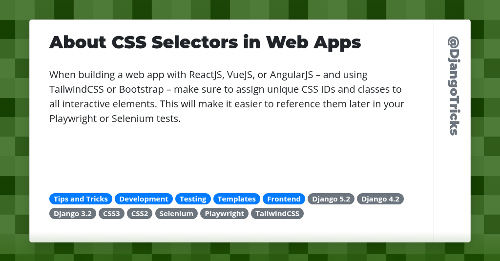 About CSS Selectors in Web Apps