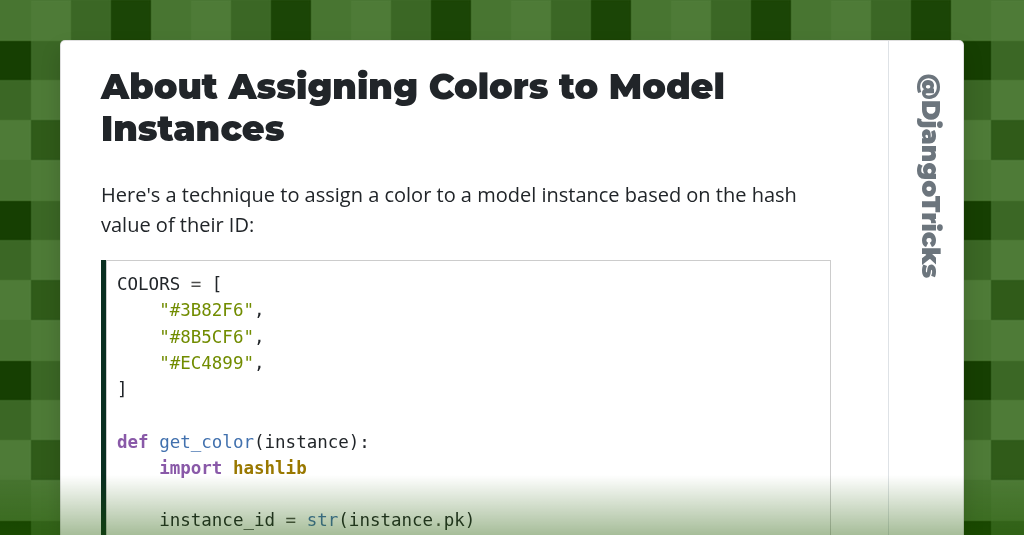 About Assigning Colors to Model Instances
