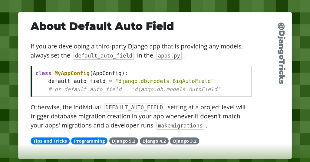 About Default Auto Field