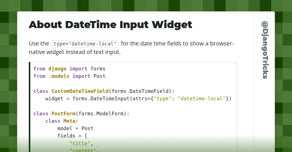 About DateTime Input Widget