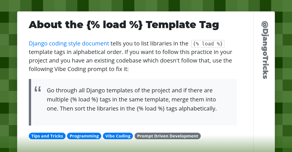 About the {% load %} Template Tag