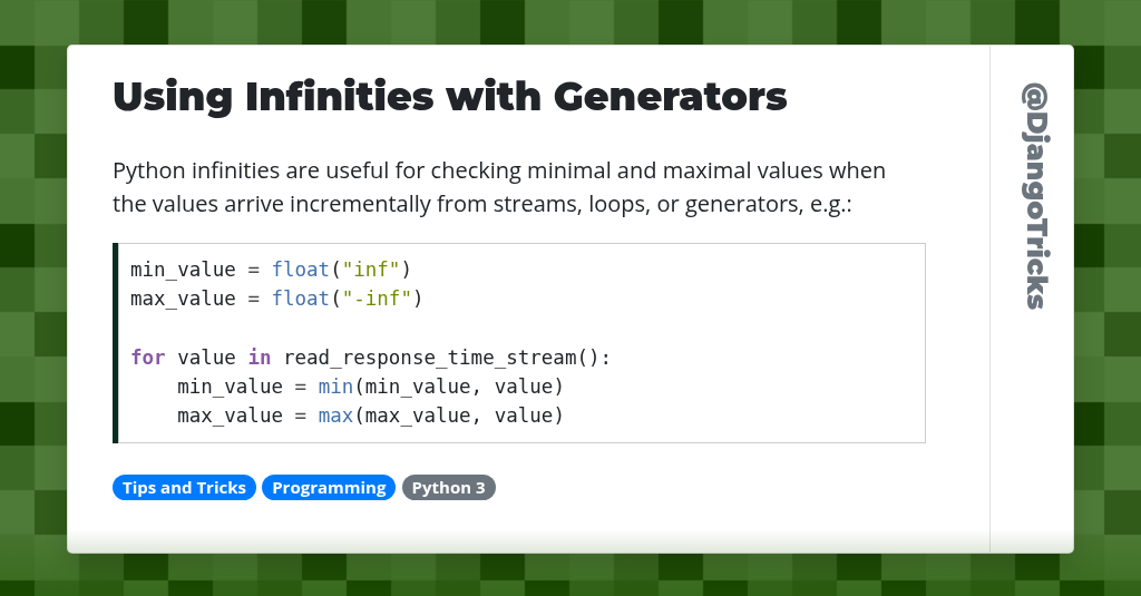 Using Infinities with Generators