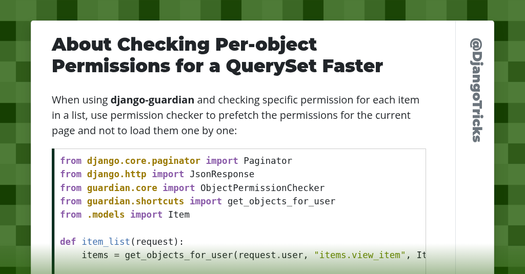 About Checking Per-object Permissions for a QuerySet Faster