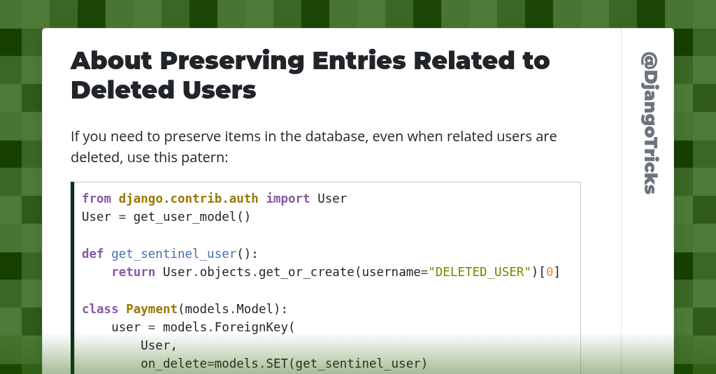 About Preserving Entries Related to Deleted Users