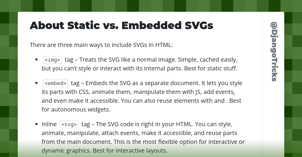 About Static vs. Embedded SVGs