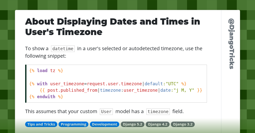 About Displaying Dates and Times in User's Timezone