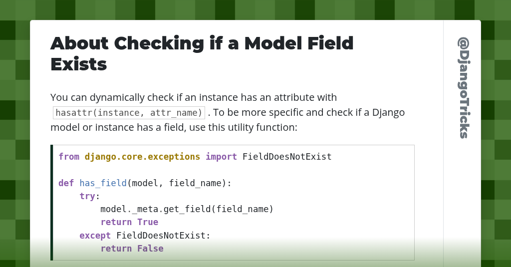 About Checking if a Model Field Exists