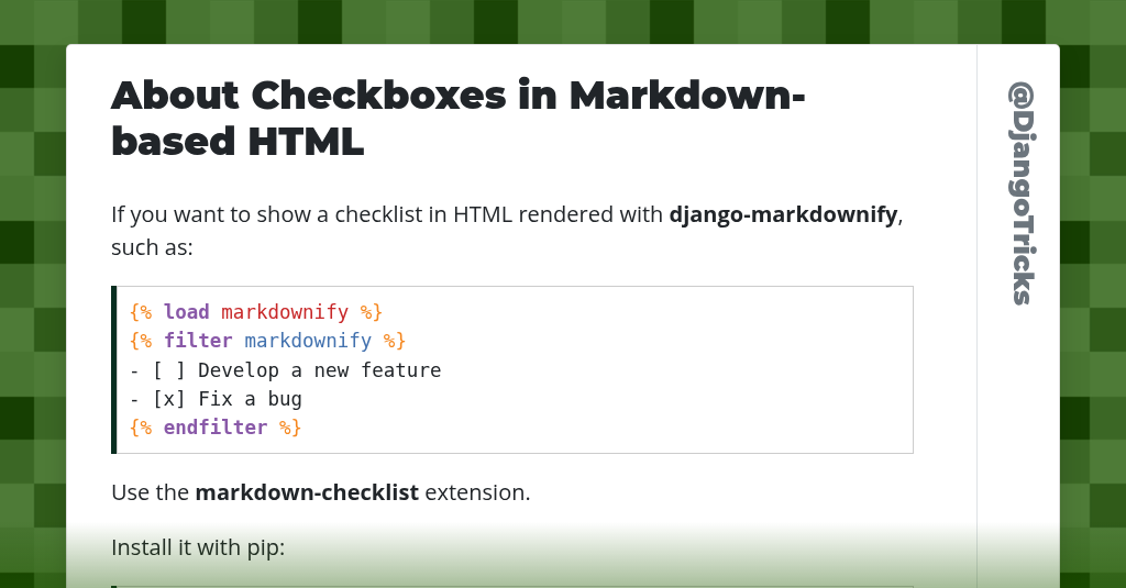 About Checkboxes in Markdown-based HTML