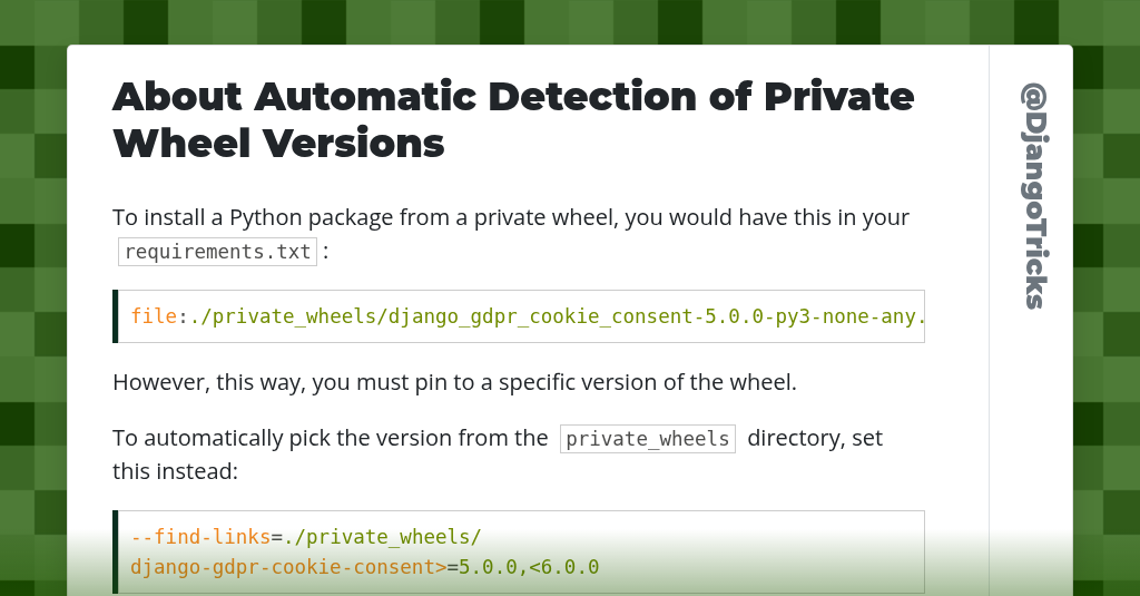 About Automatic Detection of Private Wheel Versions