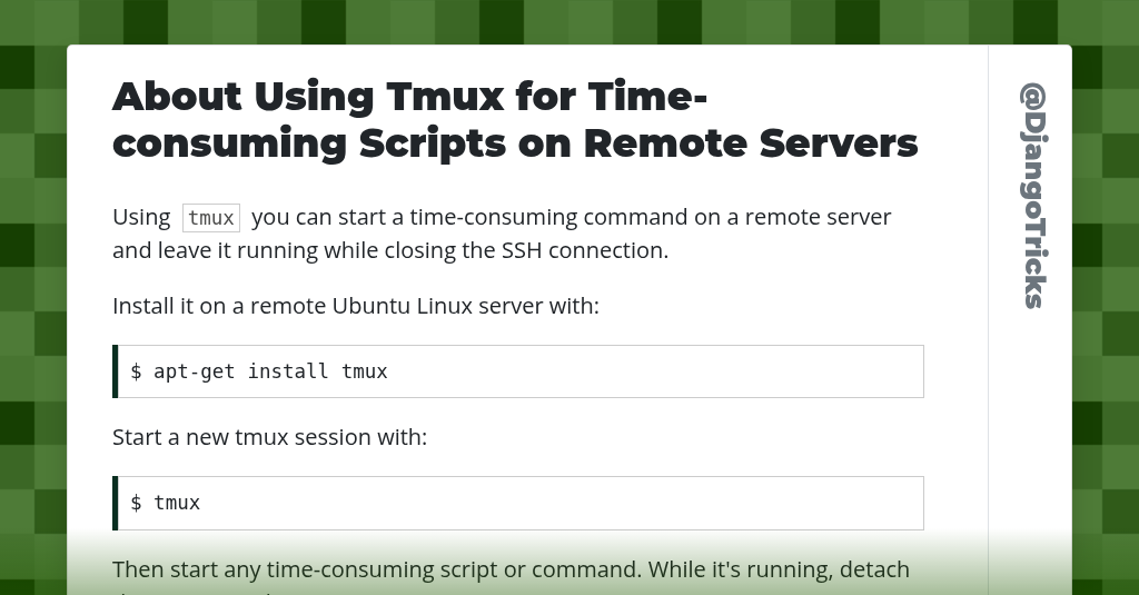 About Using Tmux for Time-consuming Scripts on Remote Servers