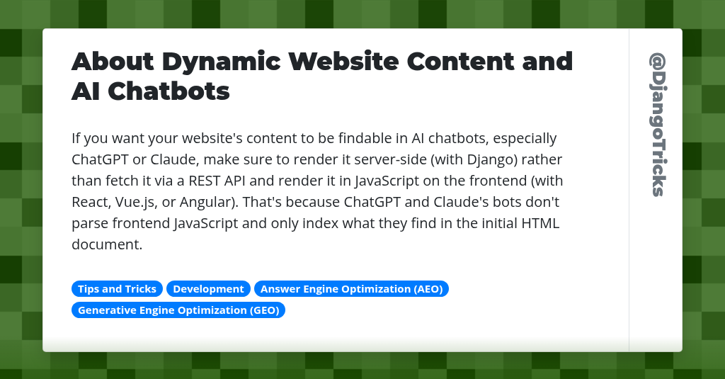 About Dynamic Website Content and AI Chatbots