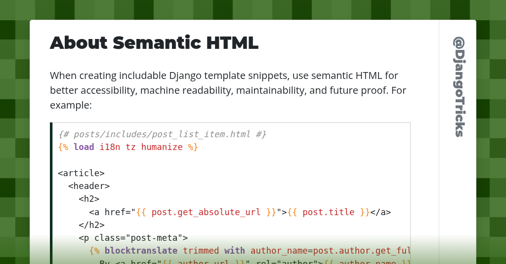 About Semantic HTML