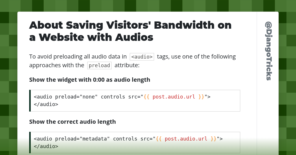 About Saving Visitors' Bandwidth on a Website with Audios