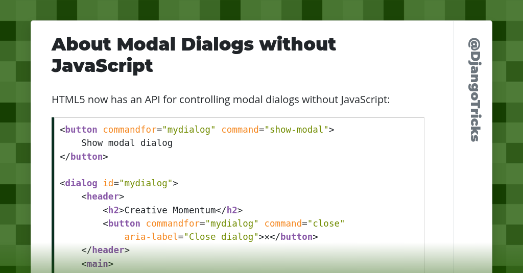About Modal Dialogs without JavaScript