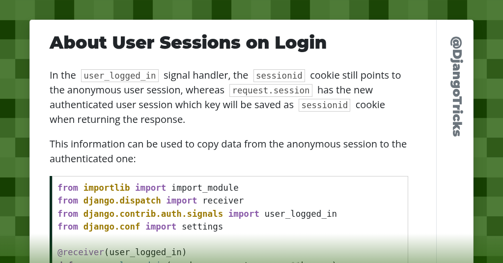 About User Sessions on Login