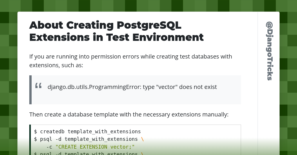 About Creating PostgreSQL Extensions in Test Environment