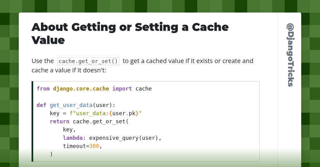 About Getting or Setting a Cache Value