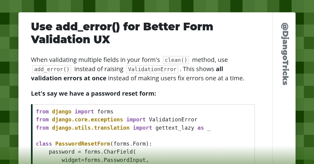 Use add_error() for Better Form Validation UX
