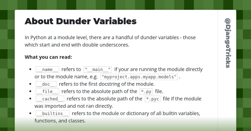 About Dunder Variables