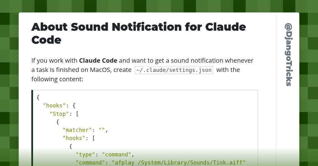 About Sound Notification for Claude Code