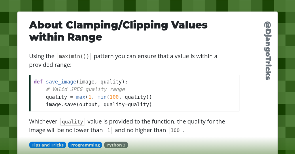 About Clamping/Clipping Values within Range