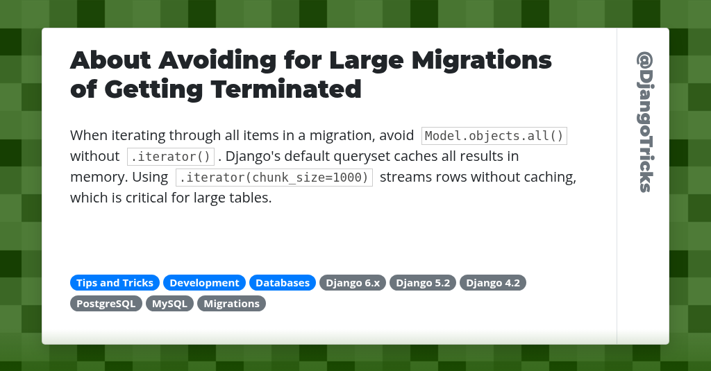 About Avoiding for Large Migrations of Getting Terminated
