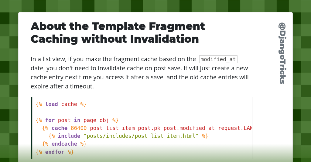 About the Template Fragment Caching without Invalidation