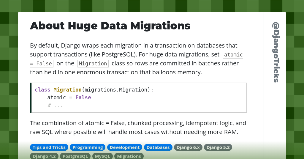 About Huge Data Migrations