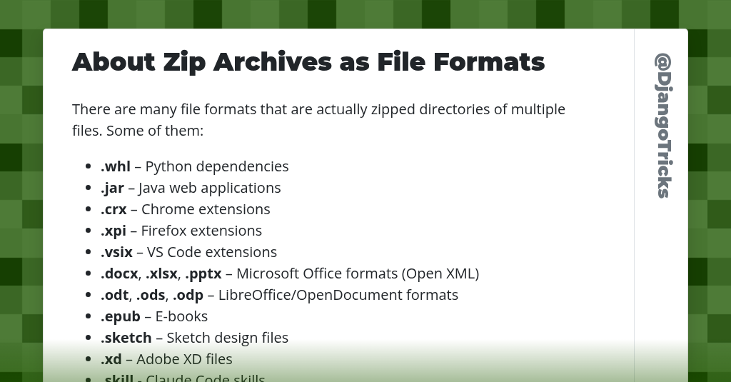 About Zip Archives as File Formats