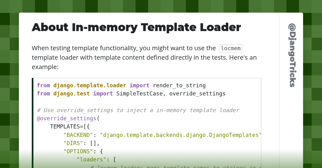 About In-memory Template Loader