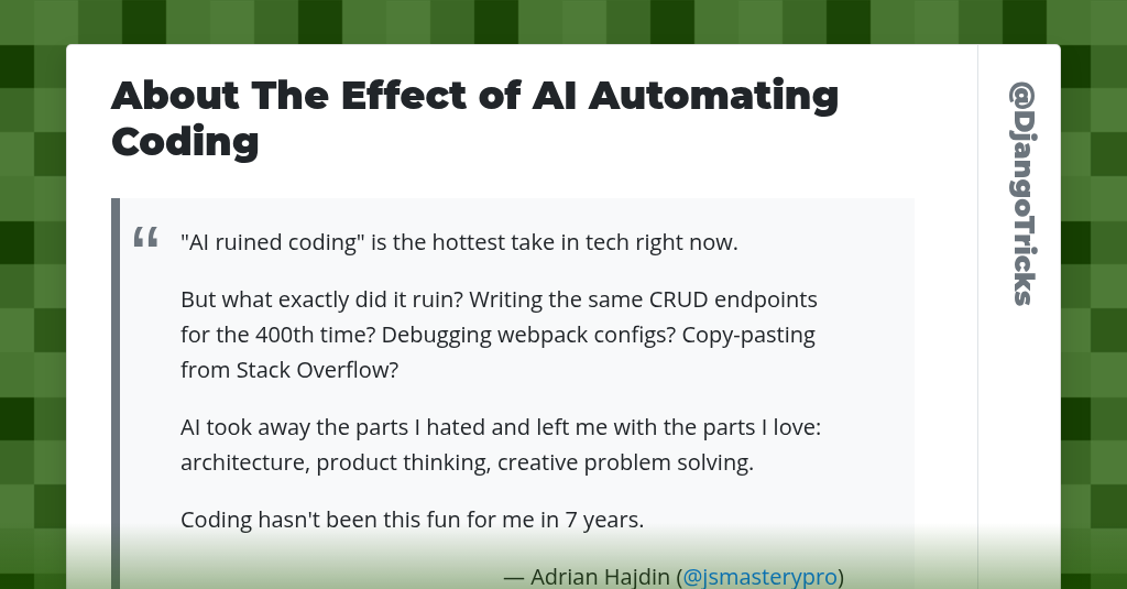 About The Effect of AI Automating Coding
