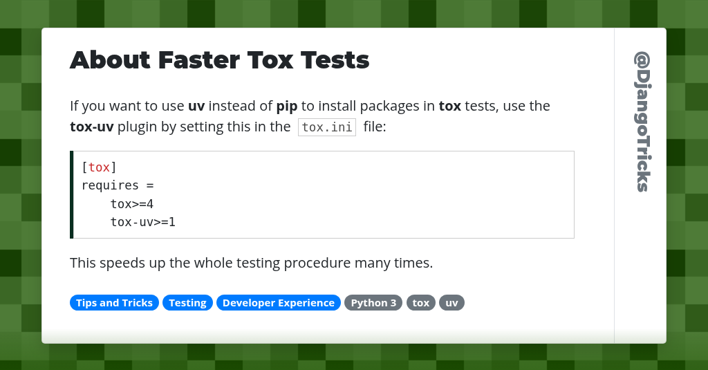 About Faster Tox Tests