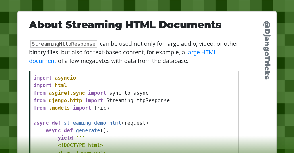 About Streaming HTML Documents