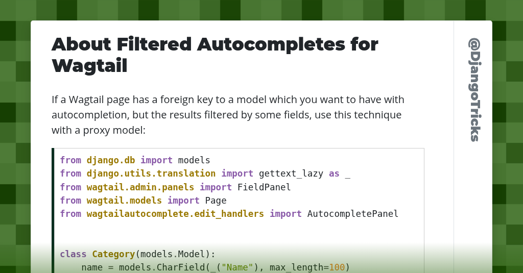 About Filtered Autocompletes for Wagtail
