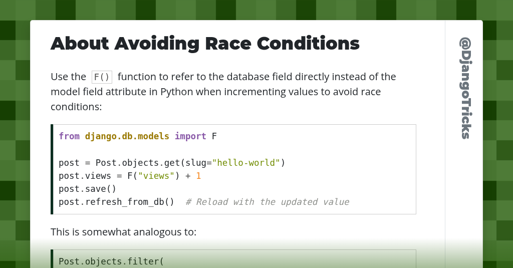 About Avoiding Race Conditions