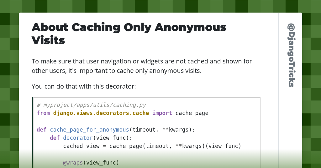 About Caching Only Anonymous Visits