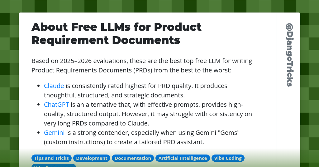 About Free LLMs for Product Requirement Documents