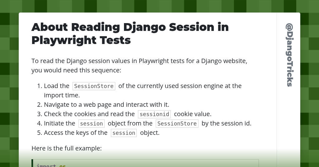 About Reading Django Session in Playwright Tests